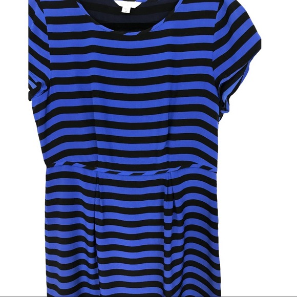 Garnet Hill Silk black and blue stripe Dress Sz8 - Picture 6 of 11